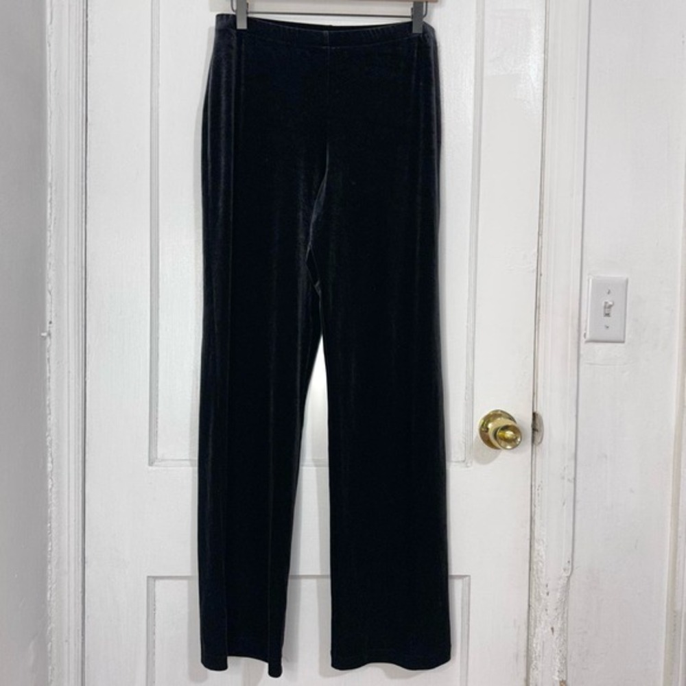 Y2k DKNY Velvet Straight Leg Pants in Black Size‎ Small Stretch